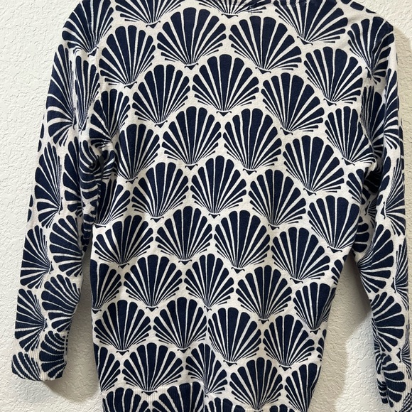 Merona Women's Navy Shell Pattern Cardigan L - Picture 6 of 7